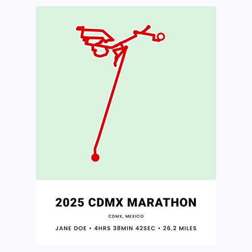 Minimalist 2025 Mexico CIty Marathon Poster - Route Map 6