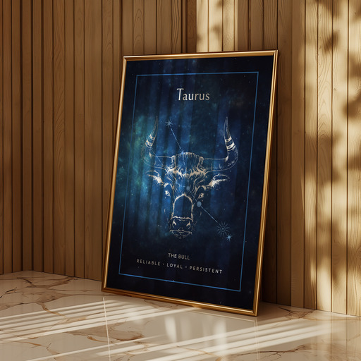 Taurus in Embellished Outline Print - Custom Zodiac Sign Poster 10