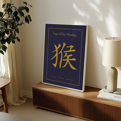 Monkey in Wavy Paintbrush Print - Custom Chinese Zodiac Poster 11