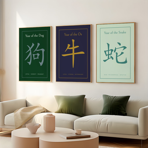 Monkey in Wavy Paintbrush Print - Custom Chinese Zodiac Poster