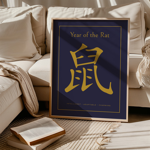 Rat in Wavy Paintbrush Print - Custom Chinese Zodiac Poster 10