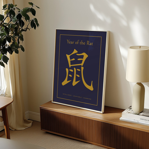 Rat in Wavy Paintbrush Print - Custom Chinese Zodiac Poster 11