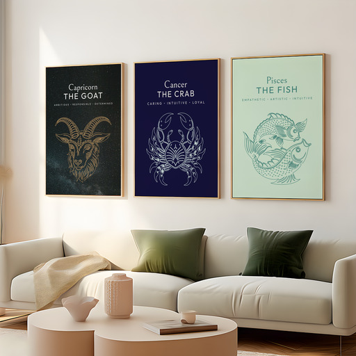 Cancer in Fine Line Print - Custom Zodiac Sign Poster 8