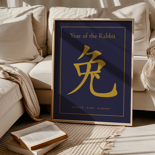 Rabbit in Wavy Paintbrush Print - Custom Chinese Zodiac Poster 10