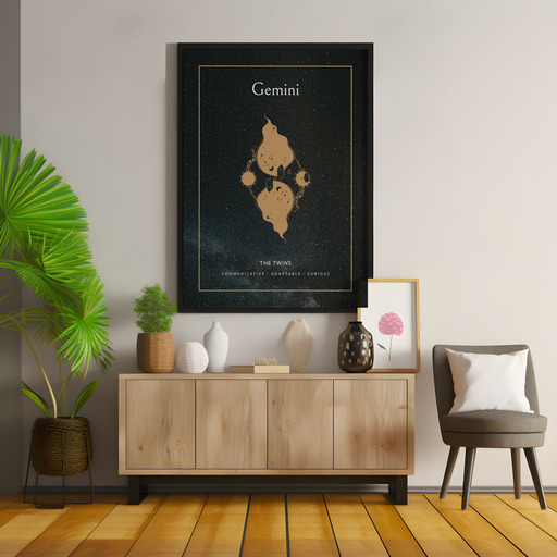 Gemini in Block Print - Custom Zodiac Sign Poster 10