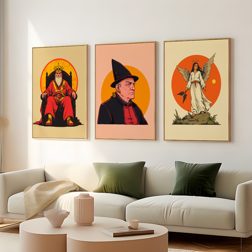 The Hierophant in Vibrant Grunge Print - Custom Tarot Card Poster 8