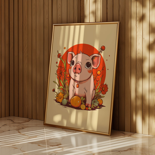 Pig in Vibrant Grunge Print - Custom Chinese Zodiac Poster 10