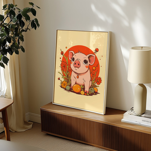 Pig in Vibrant Grunge Print - Custom Chinese Zodiac Poster 11