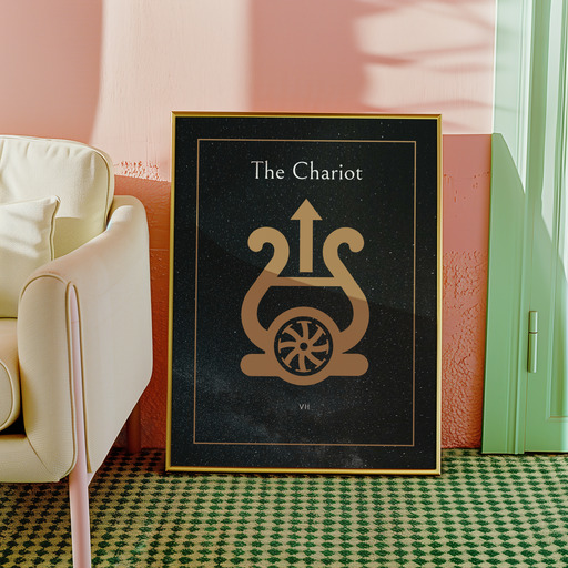 The Chariot in Block Print - Custom Tarot Card Poster 10