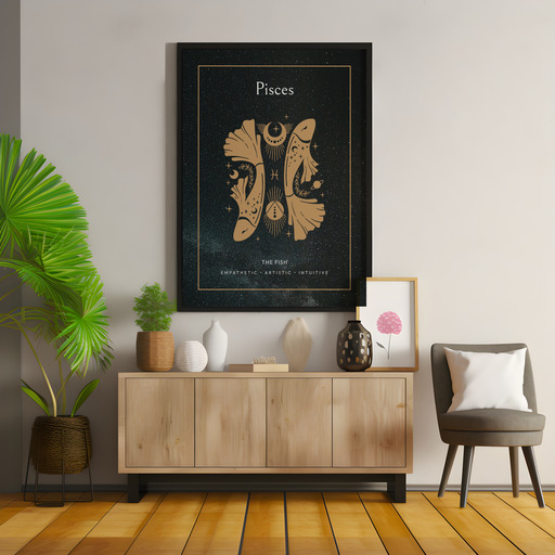 Pisces in Block Print - Custom Zodiac Sign Poster 10
