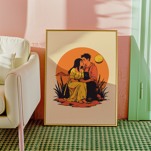 The Lovers in Vibrant Grunge Print - Custom Tarot Card Poster 10