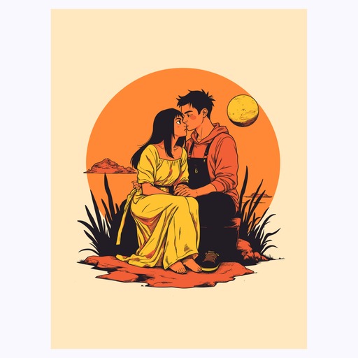 The Lovers in Vibrant Grunge Print - Custom Tarot Card Poster 6