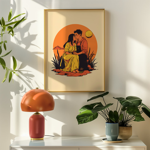 The Lovers in Vibrant Grunge Print - Custom Tarot Card Poster 9