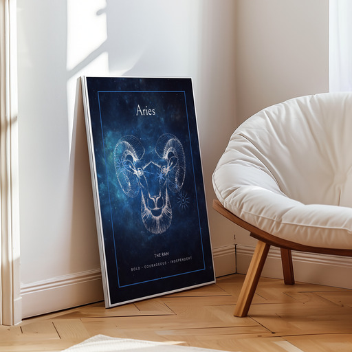 Aries in Embellished Outline Print - Custom Zodiac Sign Poster 9