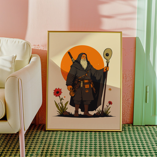 The Hermit in Vibrant Grunge Print - Custom Tarot Card Poster 10