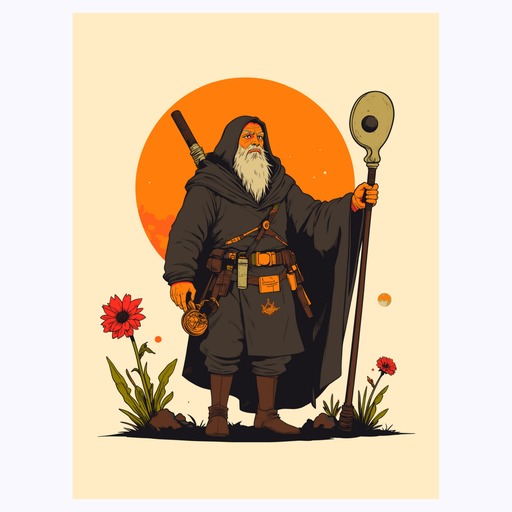 The Hermit in Vibrant Grunge Print - Custom Tarot Card Poster 6