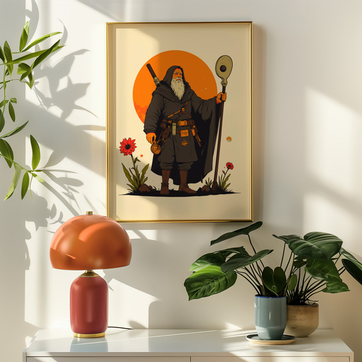 The Hermit in Vibrant Grunge Print - Custom Tarot Card Poster 9