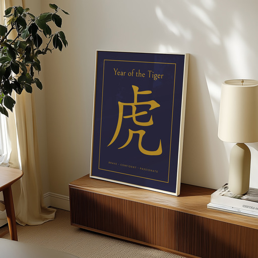 Tiger in Wavy Paintbrush Print - Custom Chinese Zodiac Poster 11