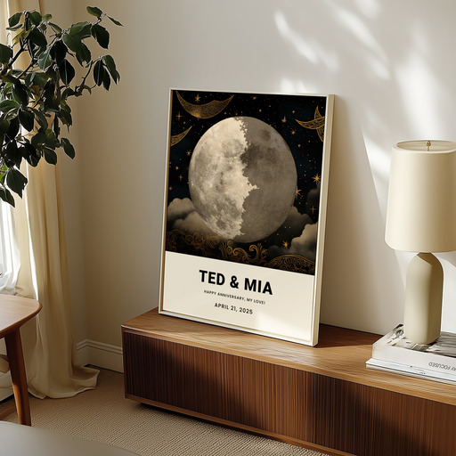 Our Anniversary Poster - Gold Realist Moon Phases Print 9