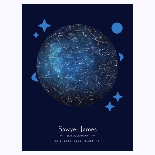 Newborn Baby Poster in Starry - Celestial Map 6