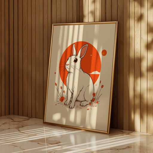 Rabbit in Vibrant Grunge Print - Custom Chinese Zodiac Poster 10