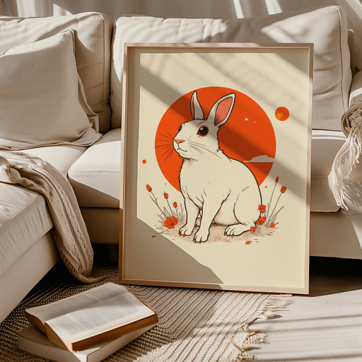 Rabbit in Vibrant Grunge Print - Custom Chinese Zodiac Poster 9