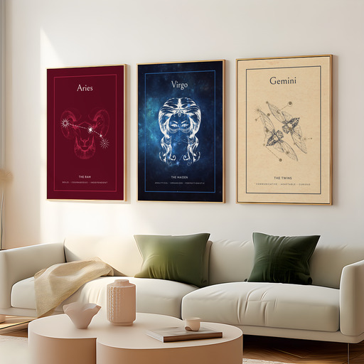 Virgo in Embellished Outline Print - Custom Zodiac Sign Poster 8