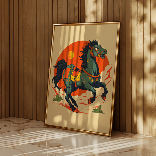 Horse in Vibrant Grunge Print - Custom Chinese Zodiac Poster 10