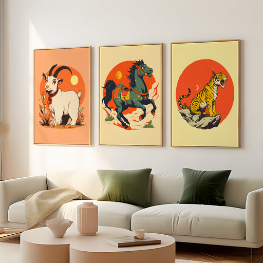 Horse in Vibrant Grunge Print - Custom Chinese Zodiac Poster 8