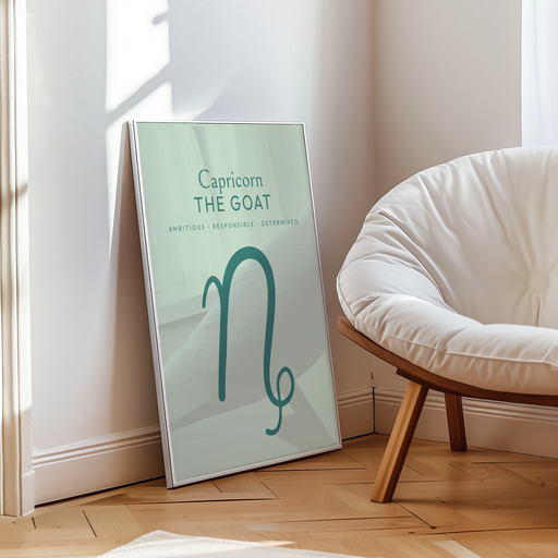Capricorn in Wavy Paintbrush Print - Custom Zodiac Sign Poster 10