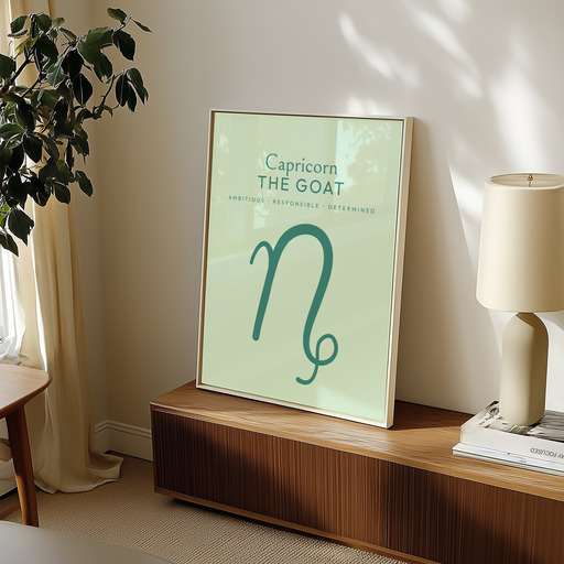 Capricorn in Wavy Paintbrush Print - Custom Zodiac Sign Poster 9
