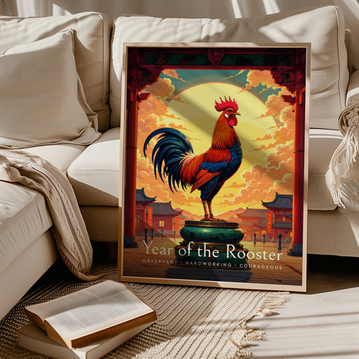 Rooster in Enchanted Surrealism Print - Custom Chinese Zodiac