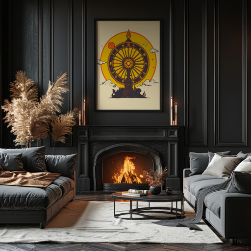 The Wheel of Fortune in Vibrant Grunge Print - Custom Tarot Card Poster 11