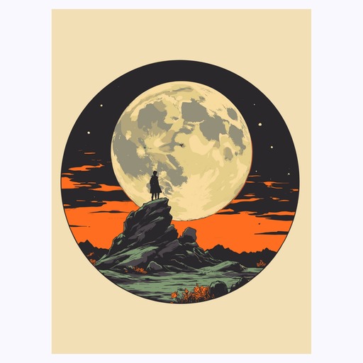 The Moon in Vibrant Grunge Print - Custom Tarot Card Poster 6