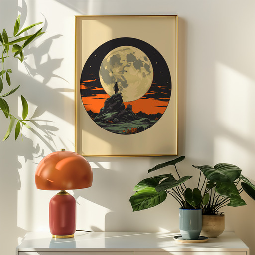 The Moon in Vibrant Grunge Print - Custom Tarot Card Poster 9