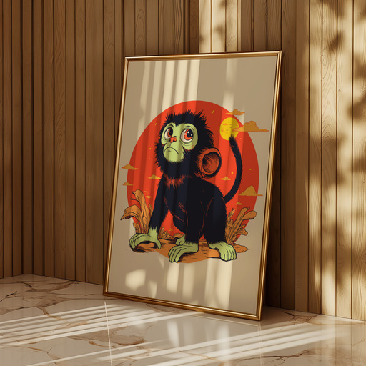 Monkey in Vibrant Grunge Print - Custom Chinese Zodiac Poster 10