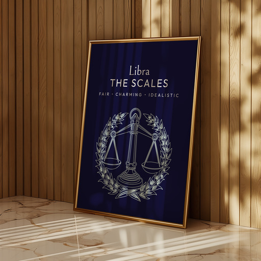 Libra in Fine Line Print - Custom Zodiac Sign Poster 11