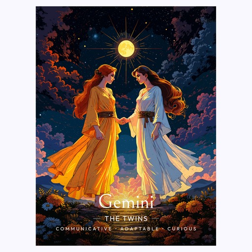 Gemini in Enchanted Surrealism Print - Custom Zodiac Sign Poster