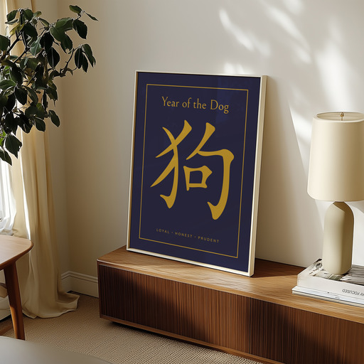 Dog in Wavy Paintbrush Print - Custom Chinese Zodiac Poster 11