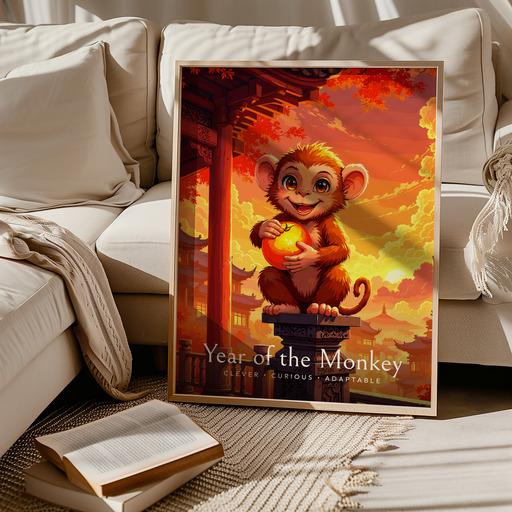 Monkey in Enchanted Surrealism Print - Custom Chinese Zodiac Poster 10