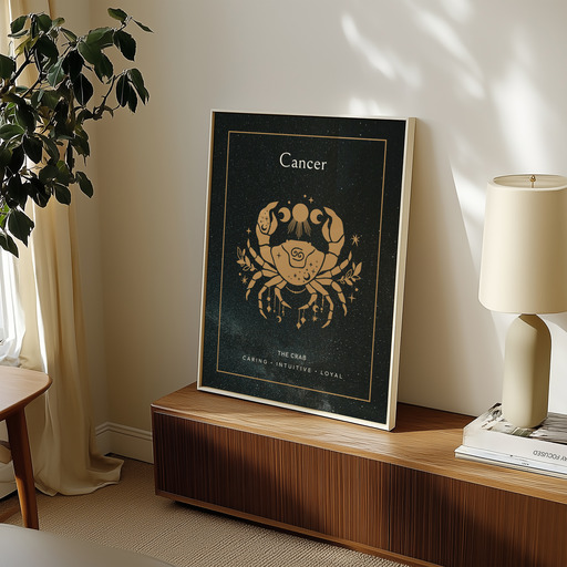 Cancer in Block Print - Custom Zodiac Sign Poster 11