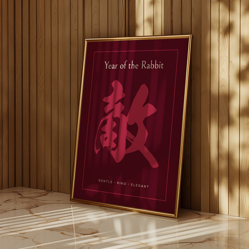 Rabbit in Curvy Print - Custom Chinese Zodiac Poster 9