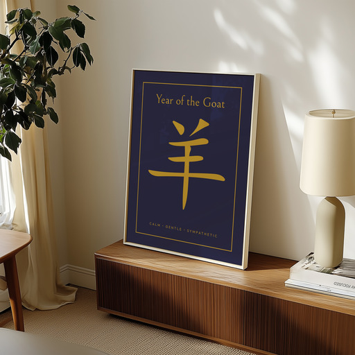 Goat in Wavy Paintbrush Print - Custom Chinese Zodiac Poster 11