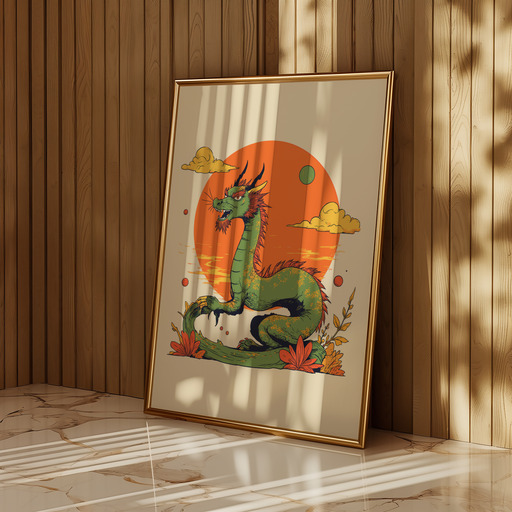 Dragon in Vibrant Grunge Print - Custom Chinese Zodiac Poster 10
