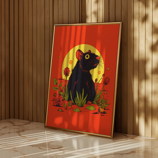 Rat in Vibrant Grunge Print - Custom Chinese Zodiac Poster 10