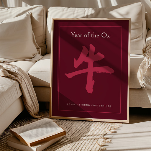 Ox in Curvy Print - Custom Chinese Zodiac Poster 10