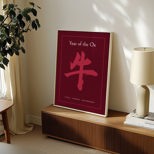 Ox in Curvy Print - Custom Chinese Zodiac Poster 11