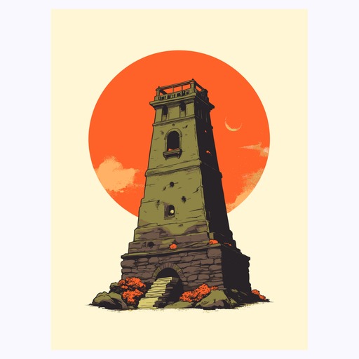 The Tower in Vibrant Grunge Print - Custom Tarot Card Poster 6