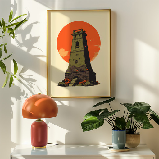 The Tower in Vibrant Grunge Print - Custom Tarot Card Poster 9