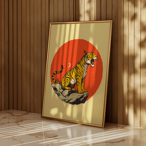 Tiger in Vibrant Grunge Print - Custom Chinese Zodiac Poster 10